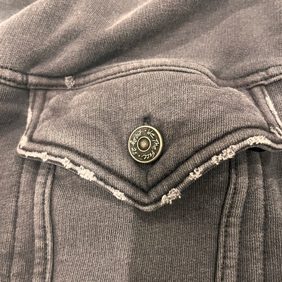 Free People Dreamers Cropped Button Up Hoodie Jacket Gray Streetwear Large - Picture 13 of 14